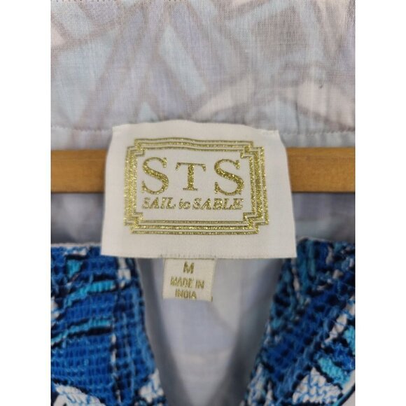 Sail to Sable Blue Flag Tunic Womens Medium Long Sleeve Mini Dress - Picture 3 of 4